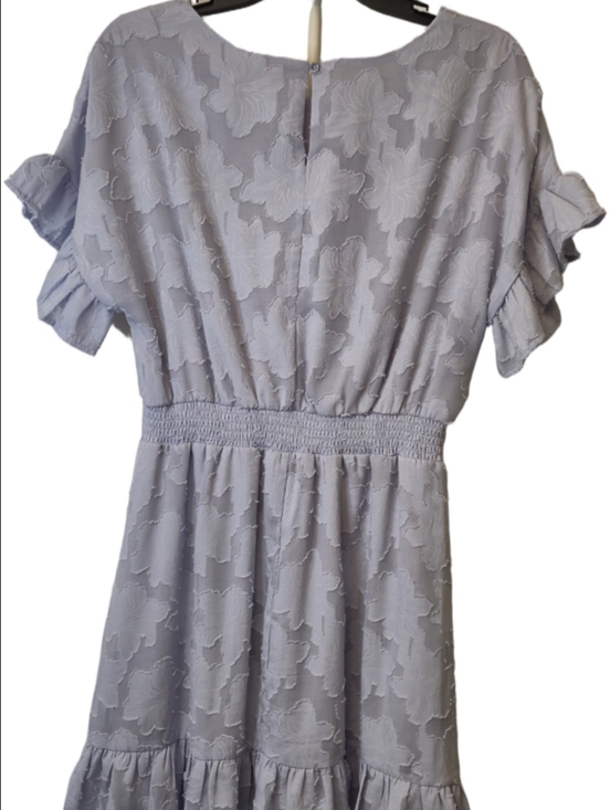 She N Sky Lilac Floral Women's Sz L Dress with Ruffle Sleeves - Picture 2 of 4